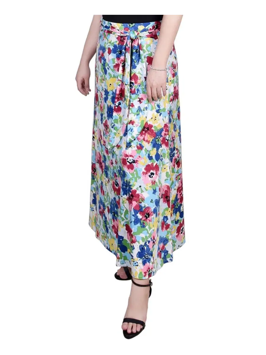 Юбка макси с поясом-кушаком NY Collection — изображение 2 из 4, розовый синий