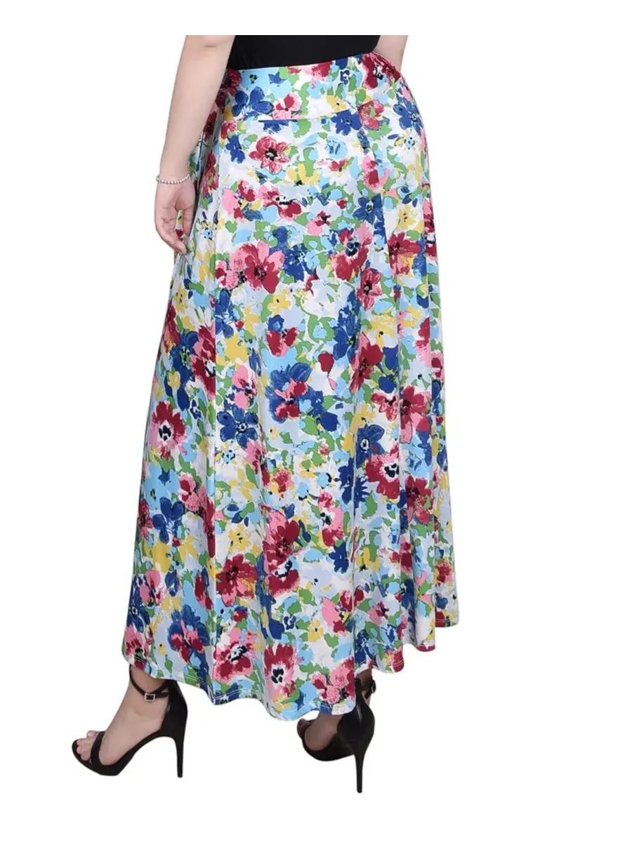 Юбка макси с поясом-кушаком NY Collection — изображение 4 из 4, розовый синий