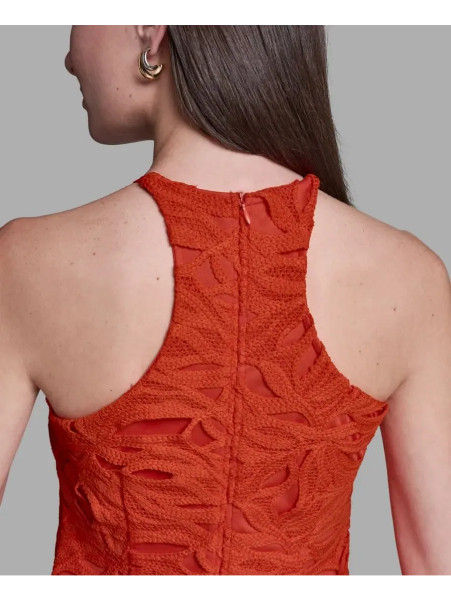 Платье-футляр кружевное с запахом BCBG — изображение 4 из 6, мандариновый
