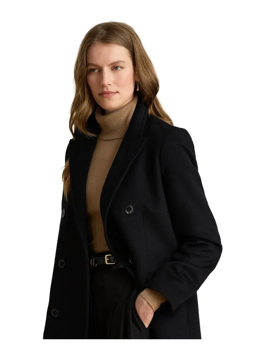 Пальто двубортное с воротником Lauren Ralph Lauren — изображение 2 из 8, черный