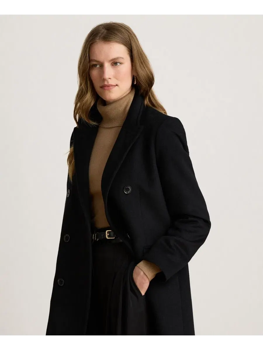 Пальто двубортное с воротником Lauren Ralph Lauren — изображение 3 из 8, черный
