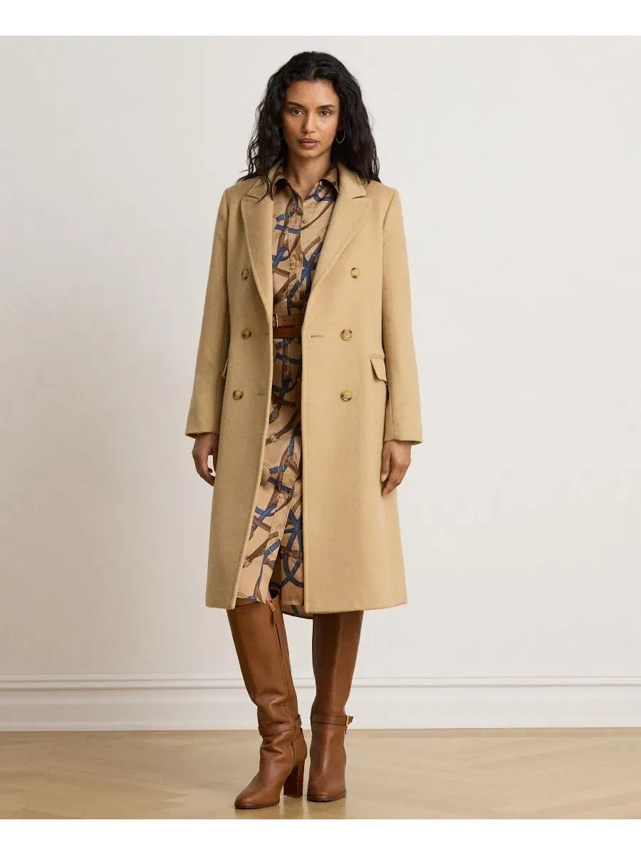 Пальто двубортное с воротником Lauren Ralph Lauren — изображение 3 из 5, верблюжий