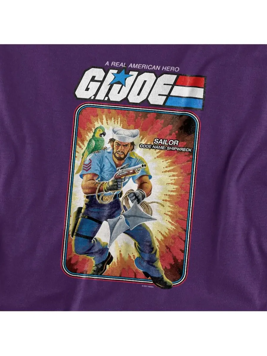 Футболка из хлопка с принтом G.I. Joe Shipwreck Card Hasbro+ — изображение 2 из 3, фиолетовый