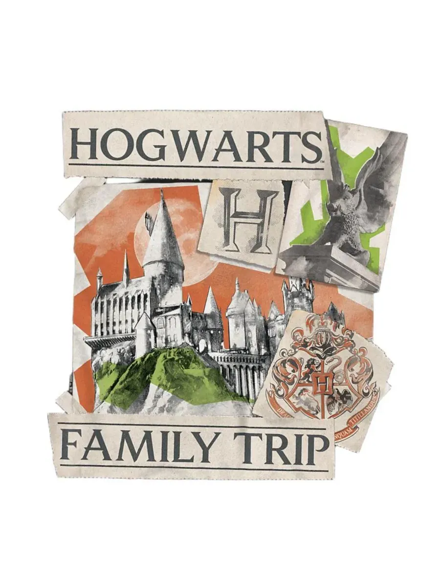 Футболка классическая хлопковая Family Trip To Hogwarts Scrapbook Harry Potter — изображение 2 из 3, черный