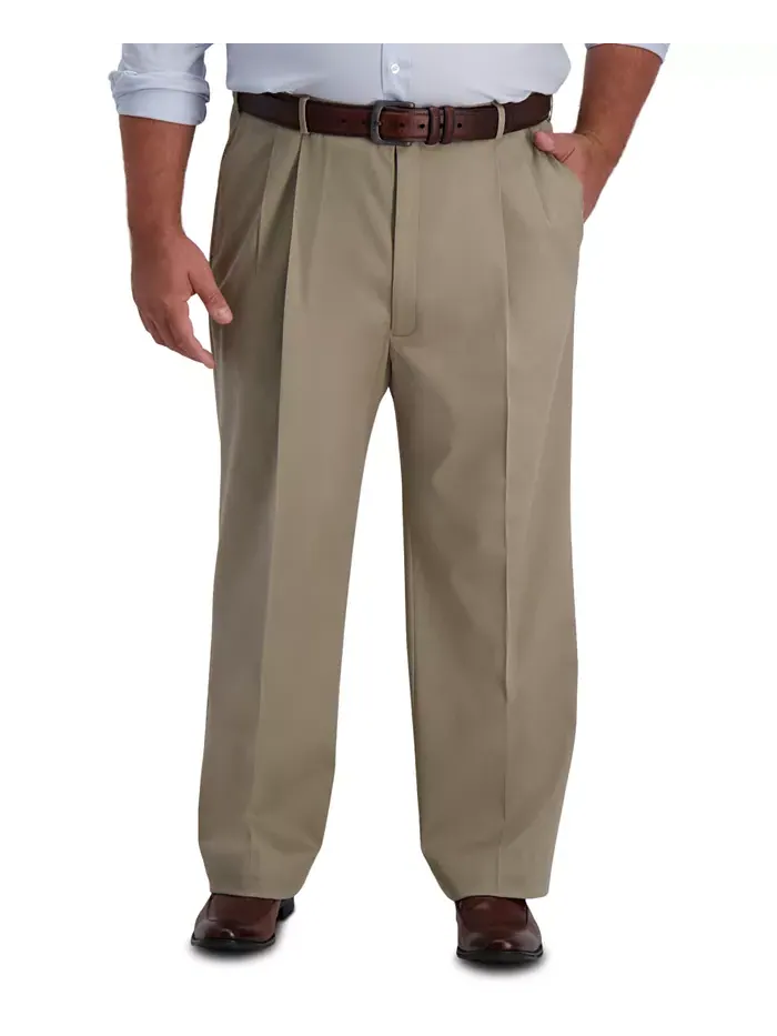 Мужские классические брюки Big & Tall Iron Free Premium Khaki со складками Haggar — 1