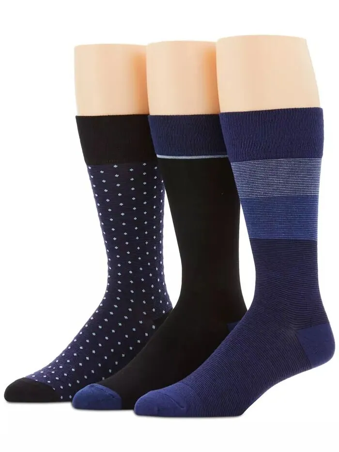 Perry Ellis 3 пары. Мужские носки в полоску с цветными блоками Perry Ellis Portfolio — синий