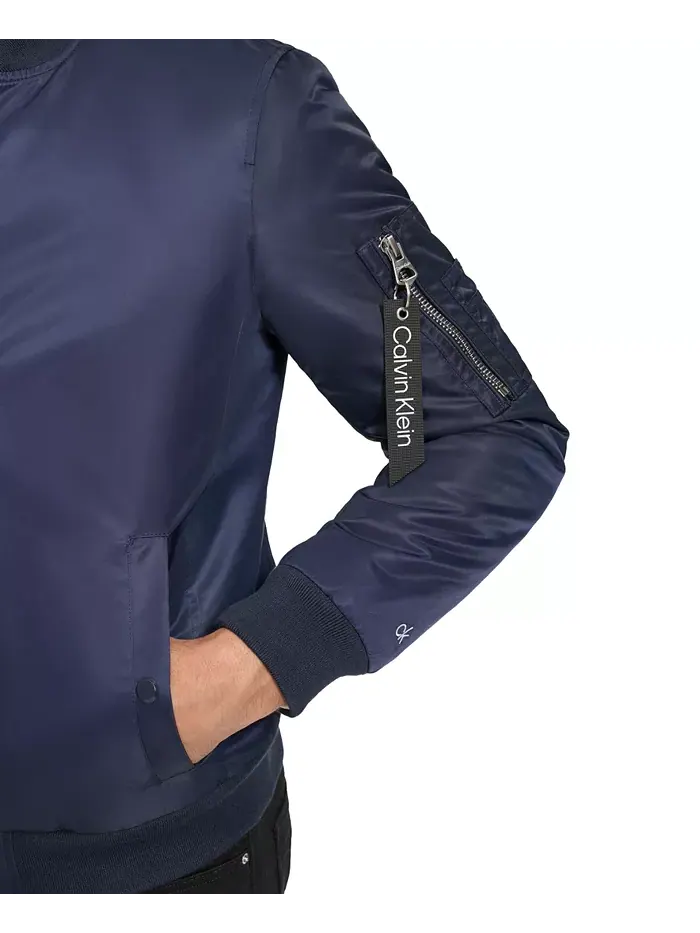 Мужская классическая бомбер-куртка MA-1 из нейлона Calvin Klein — изображение 4 из 5, темно-синий