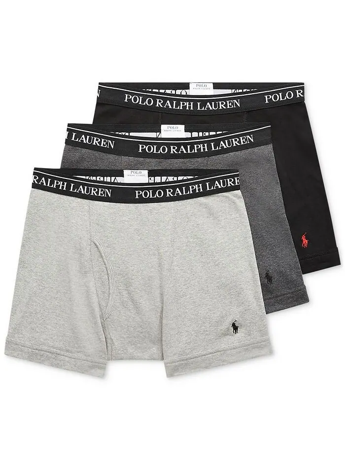 Мужской комплект из 3 штук. Классические хлопковые трусы-боксеры Polo Ralph Lauren
