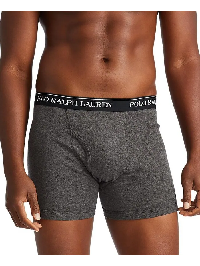 Мужской комплект из 3 штук. Классические хлопковые трусы-боксеры Polo Ralph Lauren — изображение 4 из 6, черный