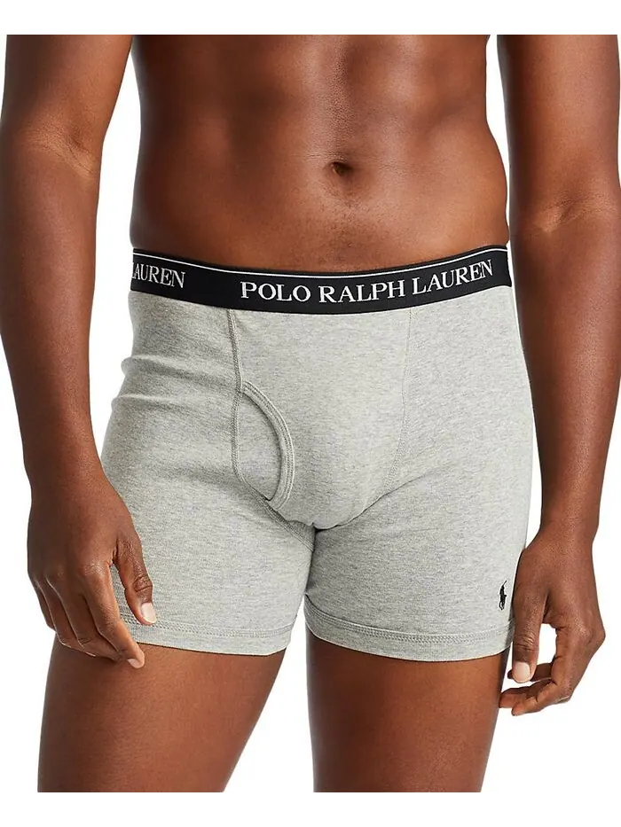 Мужской комплект из 3 штук. Классические хлопковые трусы-боксеры Polo Ralph Lauren — изображение 6 из 6, черный
