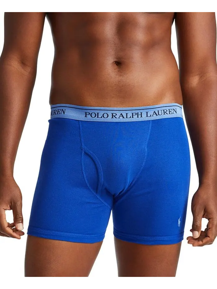 Мужской комплект из 3 штук. Классические хлопковые трусы-боксеры Polo Ralph Lauren — изображение 2 из 5, синий//темно-синий