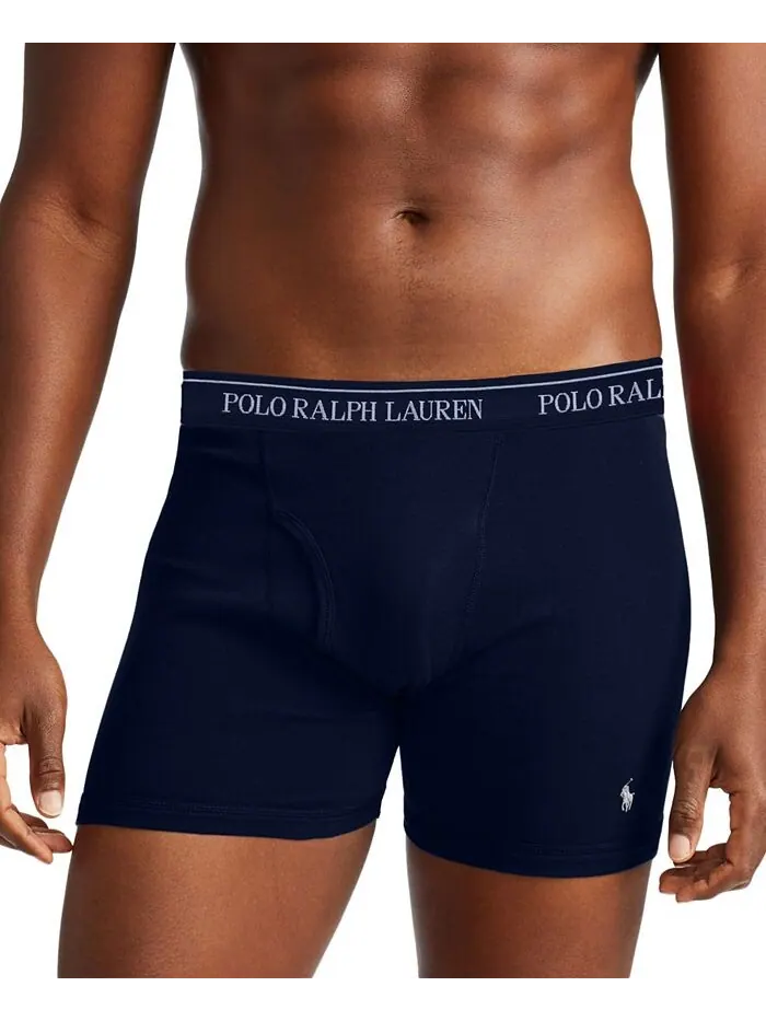 Мужской комплект из 3 штук. Классические хлопковые трусы-боксеры Polo Ralph Lauren — изображение 5 из 5, синий//темно-синий