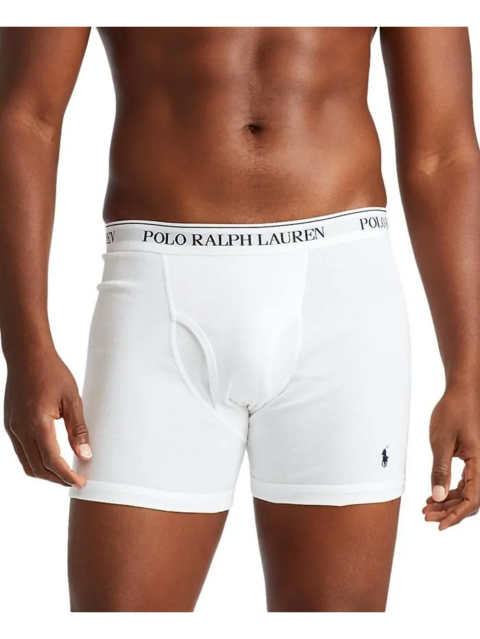 Мужской комплект из 3 штук. Классические хлопковые трусы-боксеры Polo Ralph Lauren — изображение 2 из 4, белый