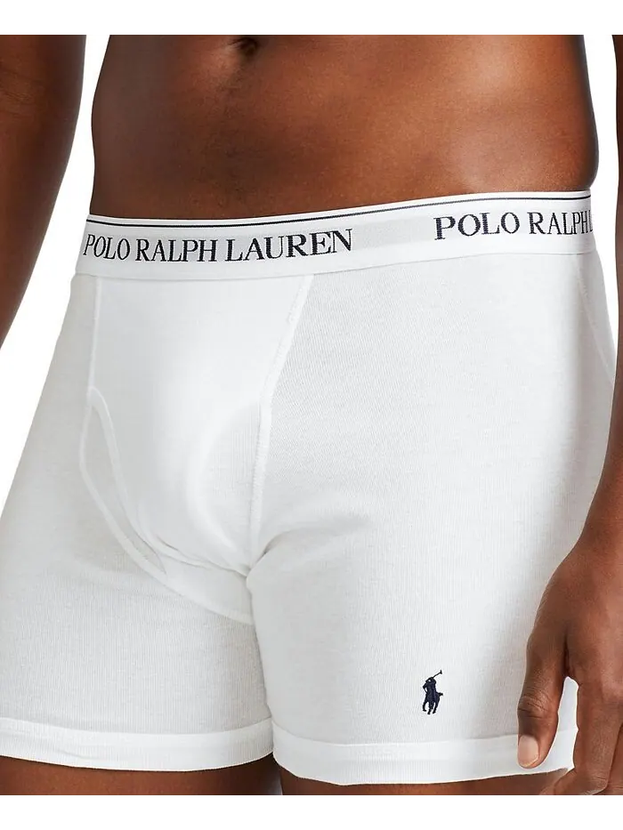 Мужской комплект из 3 штук. Классические хлопковые трусы-боксеры Polo Ralph Lauren — изображение 4 из 4, белый