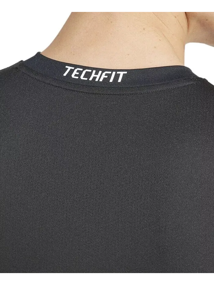Мужская приталенная компрессионная футболка Tech-Fit с круглым вырезом adidas — изображение 3 из 3, черный