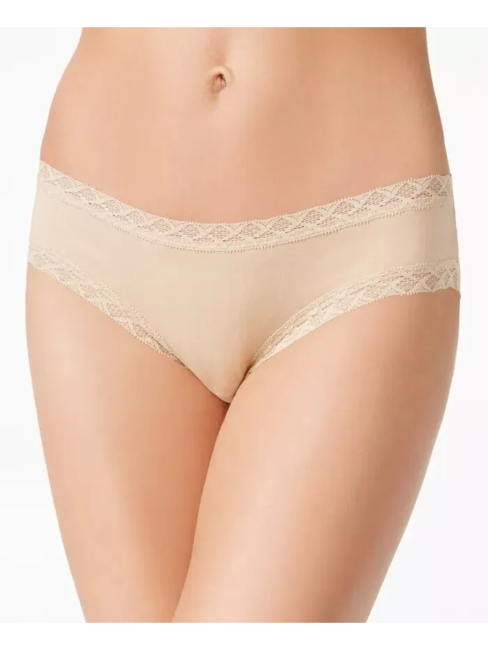 Хлопковые трусы Bliss с кружевной отделкой 156058 Natori — изображение 1 из 1, бежевый
