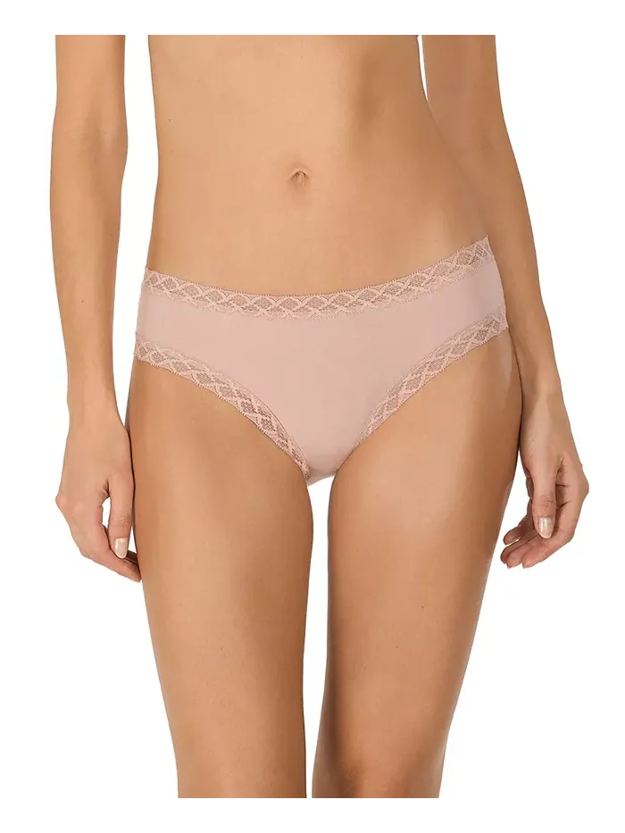 Трусы Bliss Lace-Trim Cotton Brief Underwear 156058 Natori — изображение 1 из 1, розовый бежевый