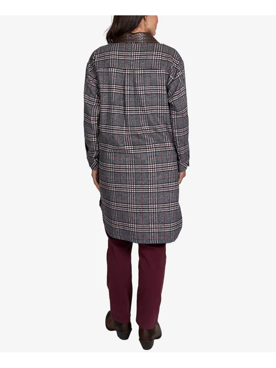 Рубашка-жакет с принтом в клетку, модель Petite Brushed Plaid Mid-Length Shirt Jacket Ruby Rd. — изображение 5 из 5, мульти