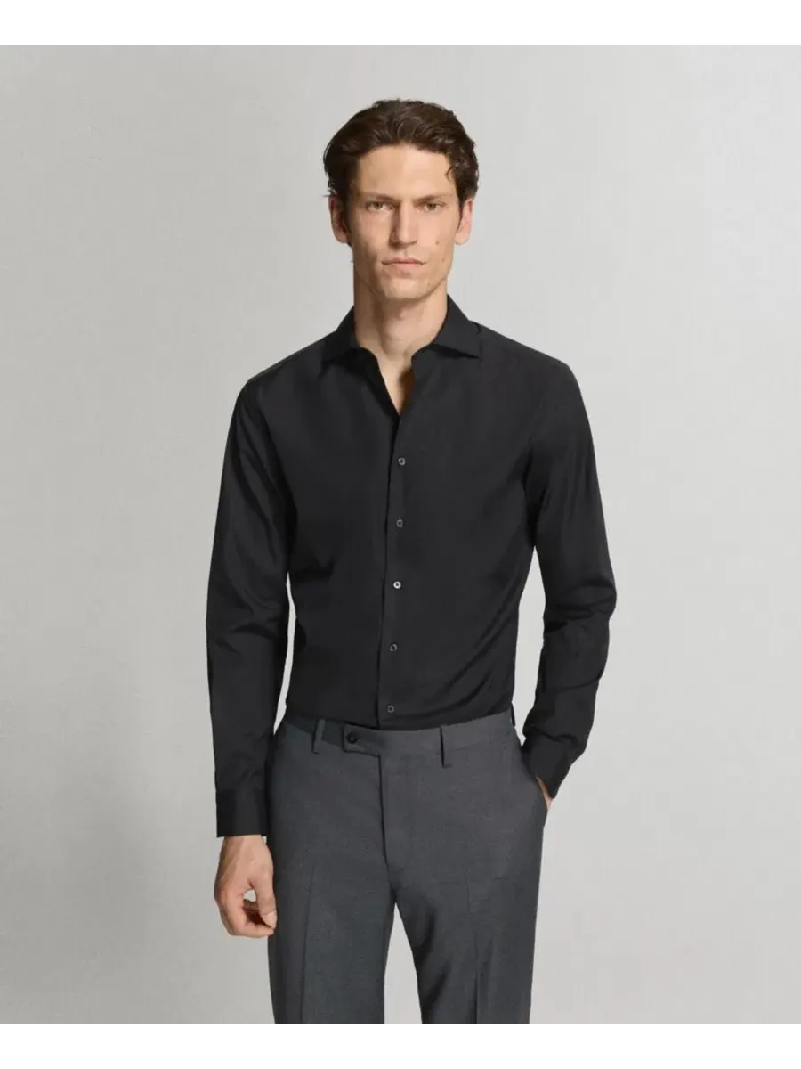 Рубашка классическая Slim Fit из хлопкового поплина, модель Slim-Fit Cotton Poplin Suit Shirt MANGO — изображение 1 из 6