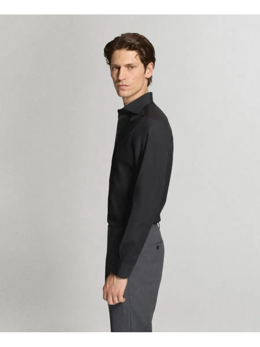 Рубашка классическая Slim Fit из хлопкового поплина, модель Slim-Fit Cotton Poplin Suit Shirt MANGO — изображение 4 из 6