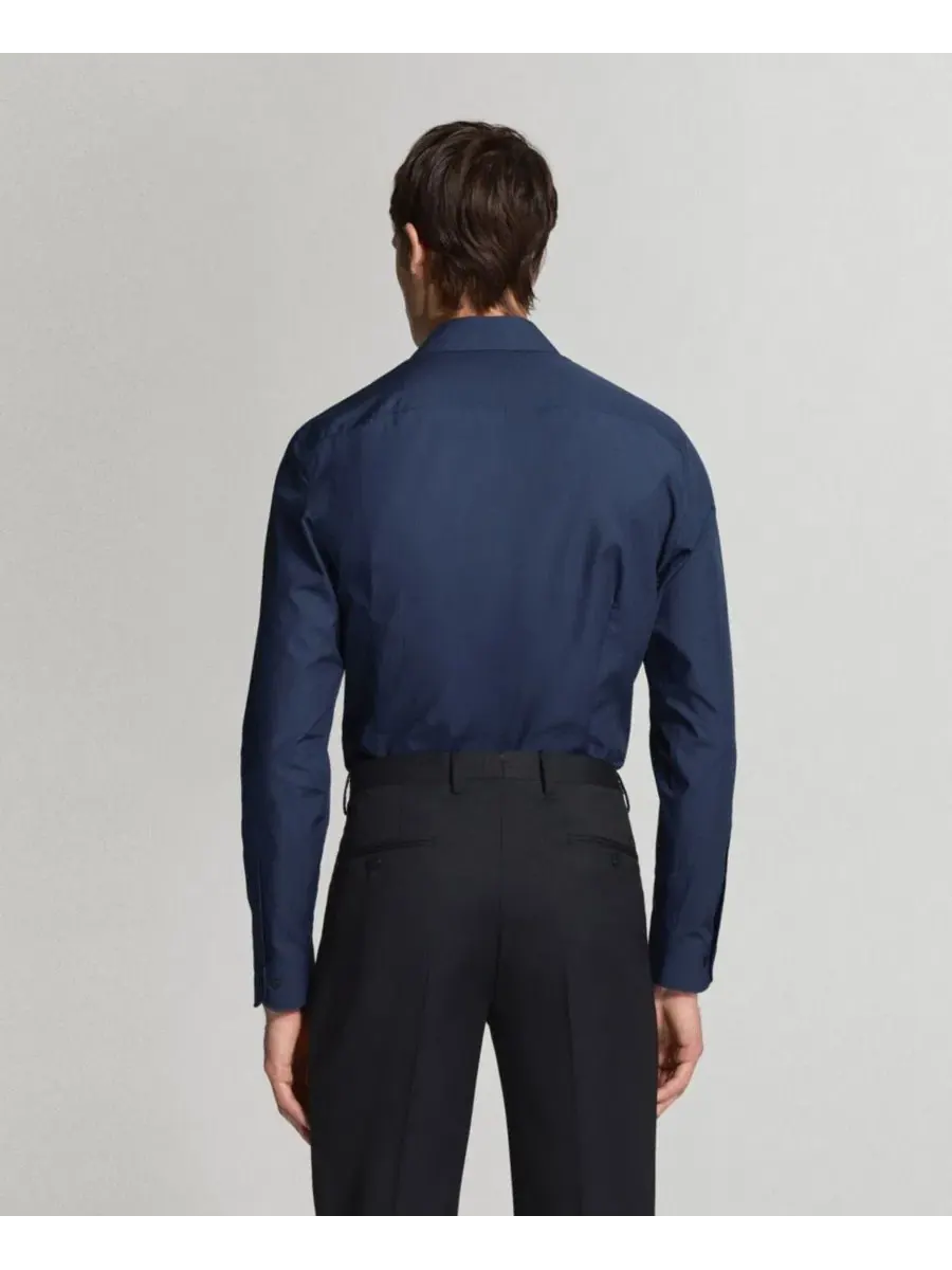 Рубашка из хлопкового поплина с длинным рукавом, Slim Fit MANGO — изображение 6 из 6, темный темно-синий
