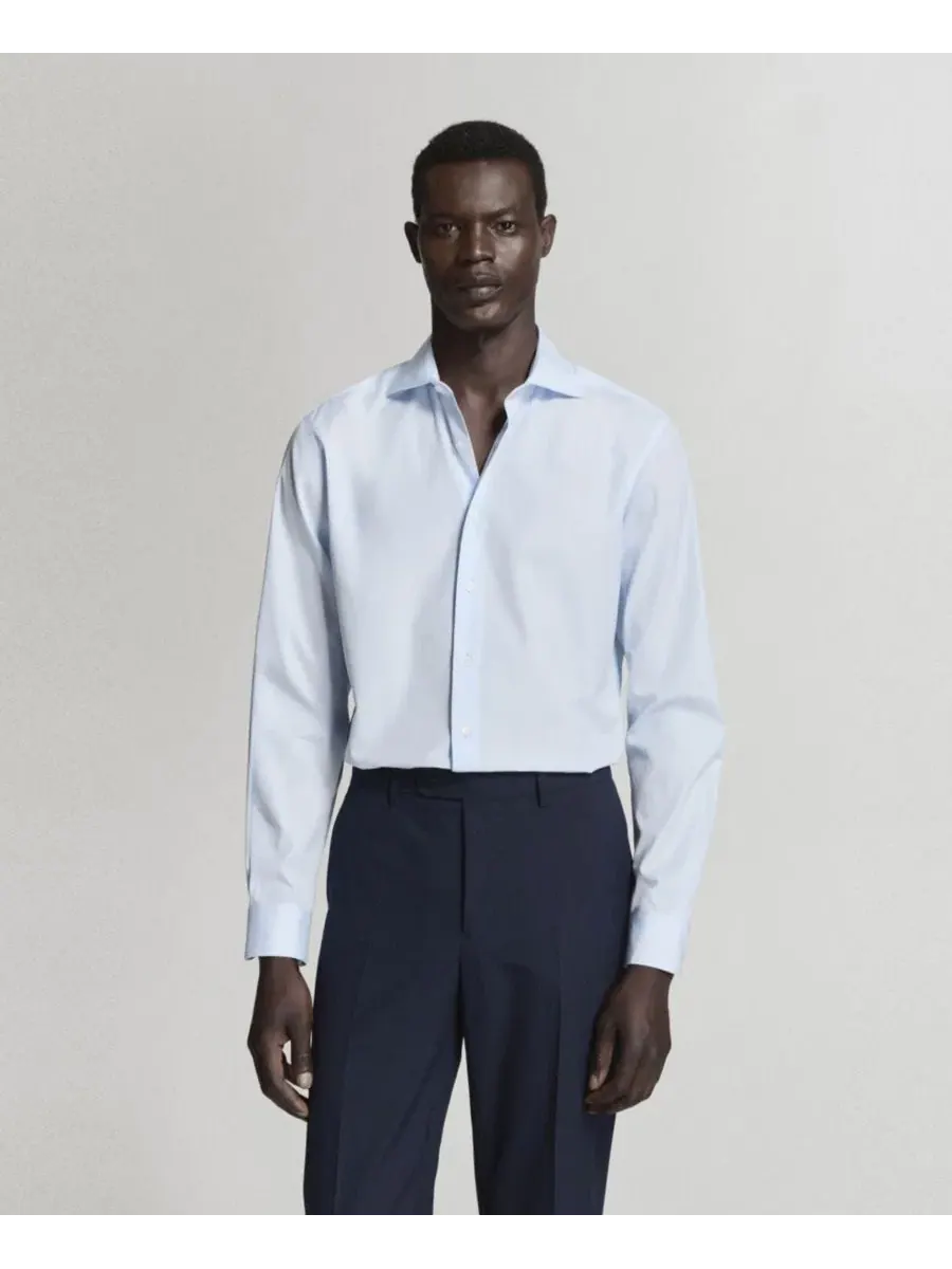 Рубашка с длинным рукавом Slim Fit Cotton Poplin MANGO