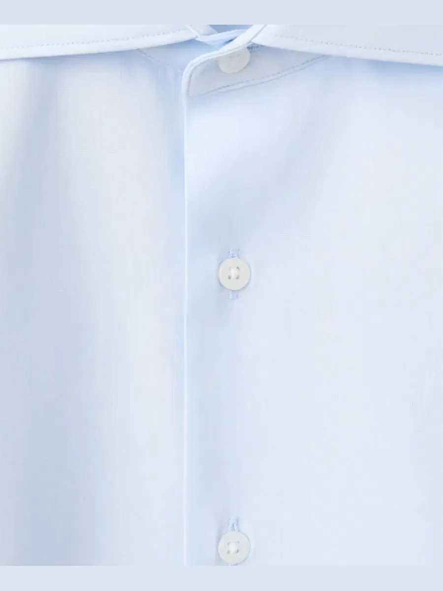 Рубашка с длинным рукавом Slim Fit Cotton Poplin MANGO — изображение 3 из 6, синий