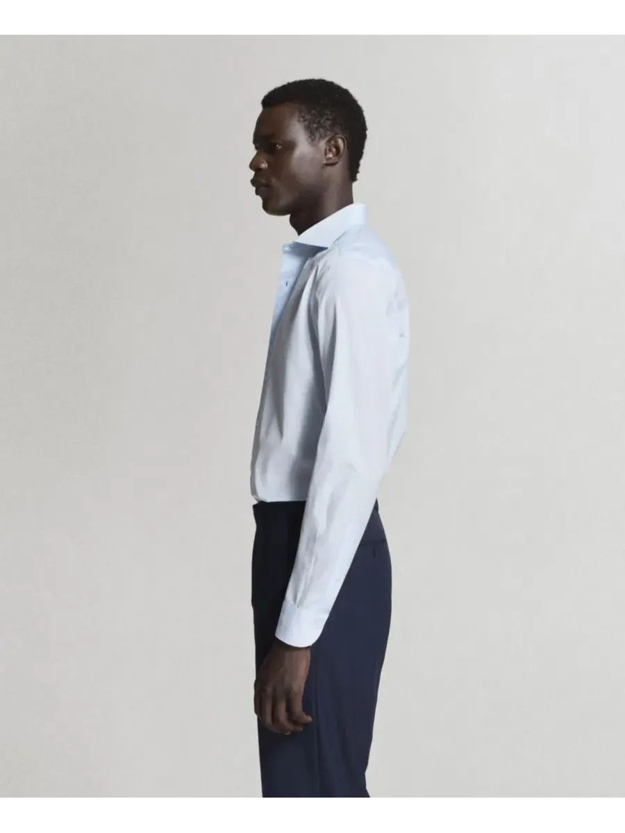 Рубашка с длинным рукавом Slim Fit Cotton Poplin MANGO — изображение 4 из 6, синий