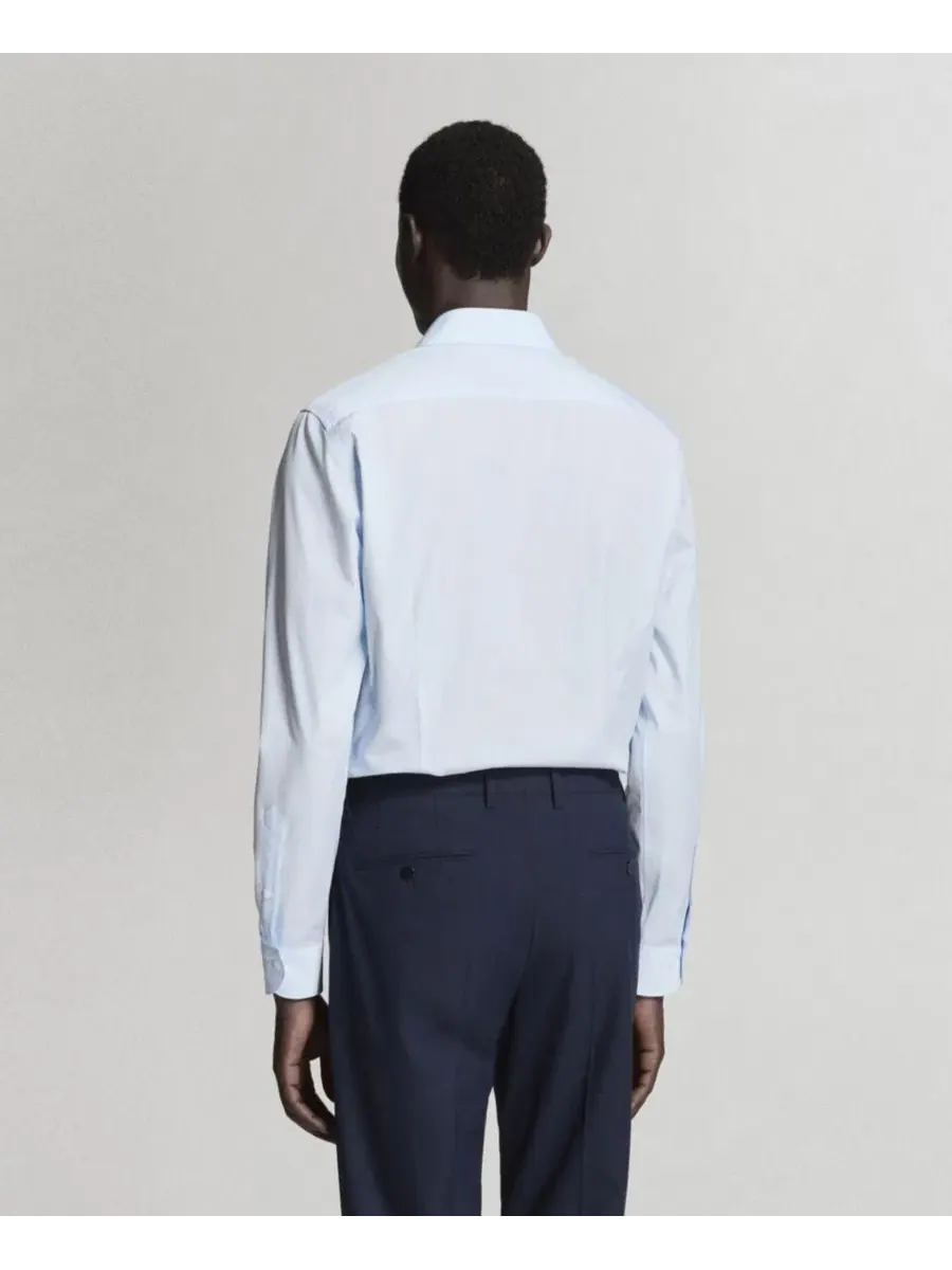 Рубашка с длинным рукавом Slim Fit Cotton Poplin MANGO — изображение 6 из 6, синий