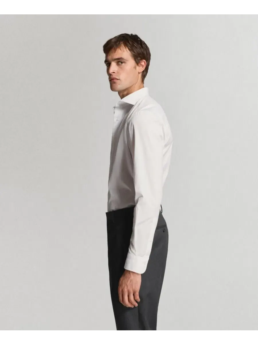 Мужская рубашка из хлопкового поплина Slim Fit, модель Classic MANGO — изображение 4 из 6, белый