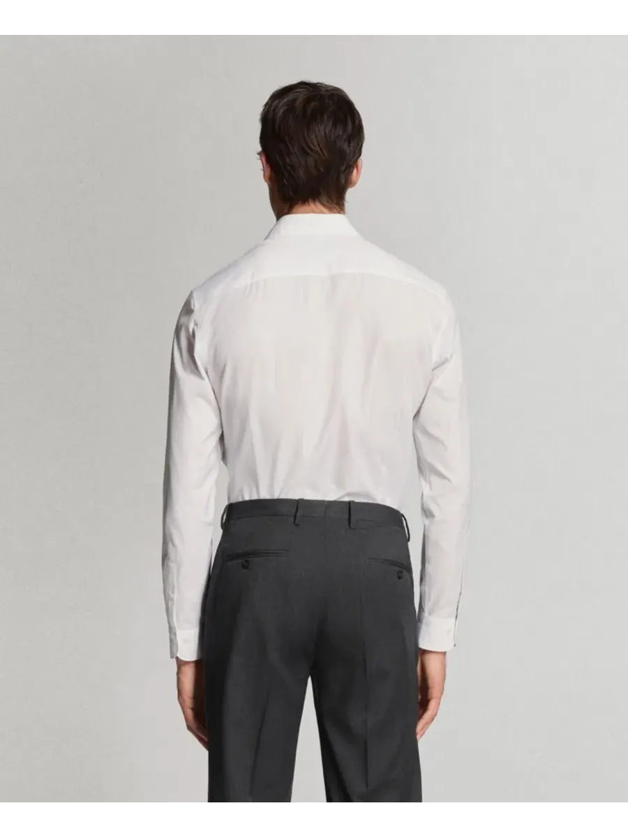 Мужская рубашка из хлопкового поплина Slim Fit, модель Classic MANGO — изображение 6 из 6, белый