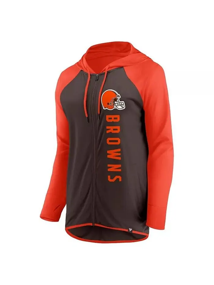 Женская коричневая, оранжевая толстовка с капюшоном Cleveland Browns Forever Fan Full-Zip Fanatics — изображение 2 из 3