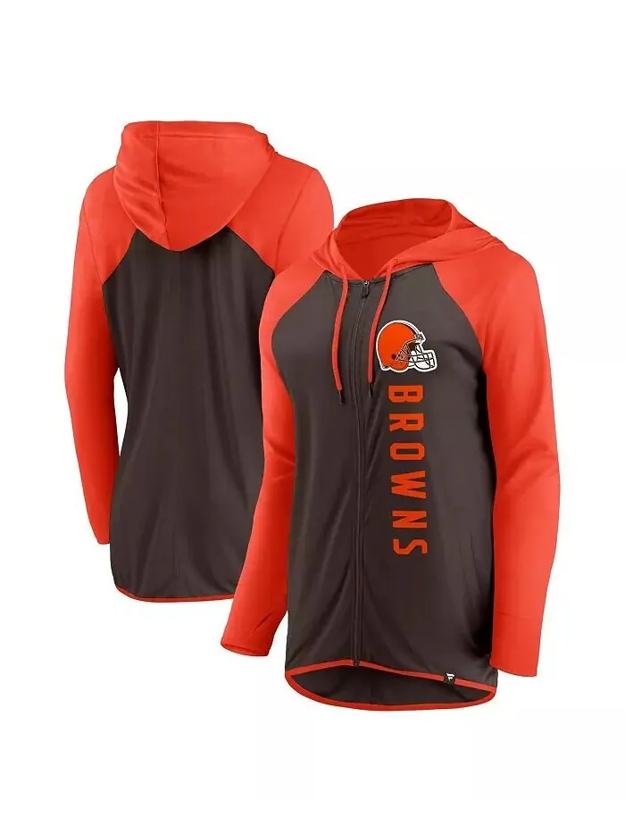 Женская коричневая, оранжевая толстовка с молнией во всю длину Cleveland Browns Forever Fan Fanatics — оранжевый