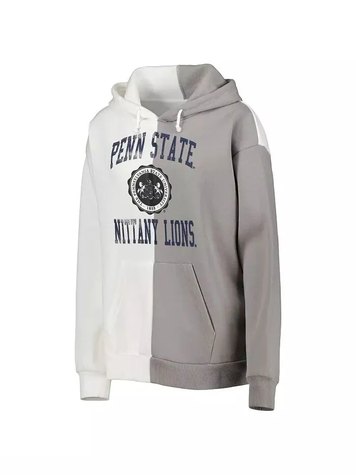 Женская серо-белая толстовка с капюшоном Penn State Nittany Lions Split Gameday Couture — изображение 2 из 3