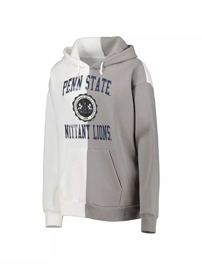 Женский серо-белый пуловер с капюшоном Penn State Nittany Lions с разрезом Gameday Couture — изображение 2 из 3, серый белый