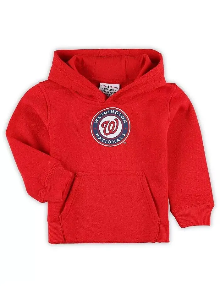 Красная толстовка с капюшоном из флиса с логотипом команды Washington Nationals для мальчиков и — красный