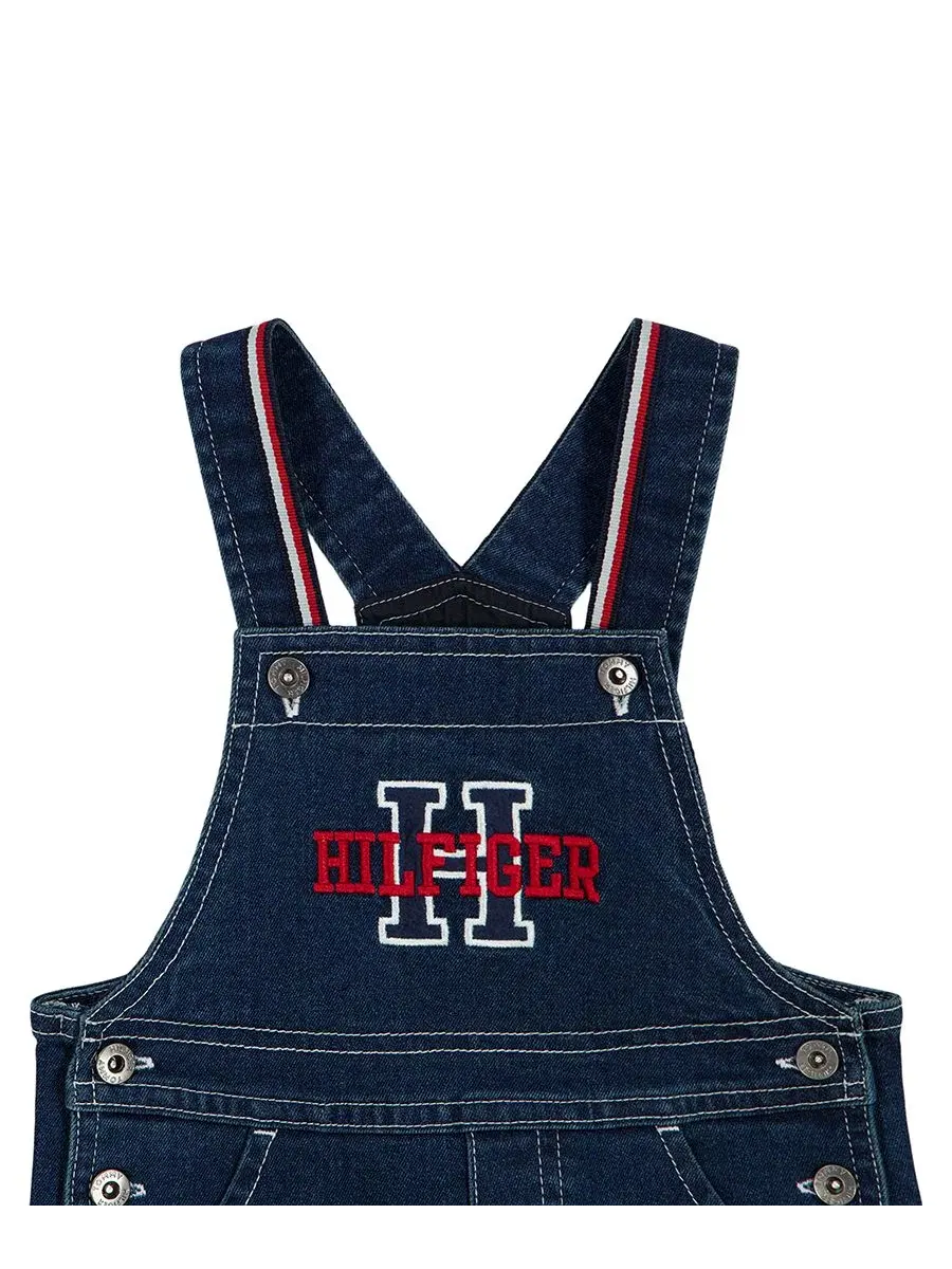 Комплект из джинсового комбинезона и боди с длинным рукавом Tommy Hilfiger — изображение 5 из 8, джинсовый синий/красный