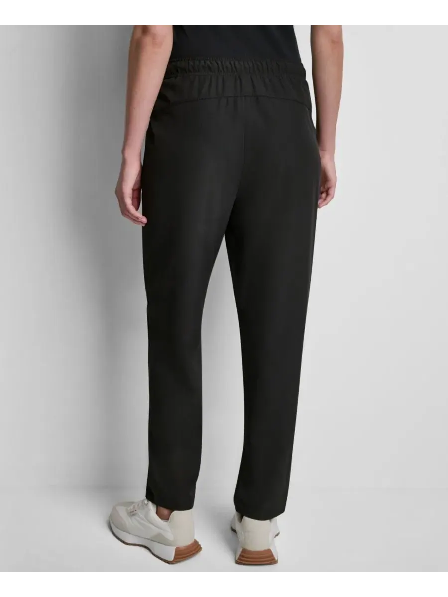 Брюки спортивные с высокой посадкой и зауженным прямым кроем DKNY Sport — изображение 5 из 5, черный