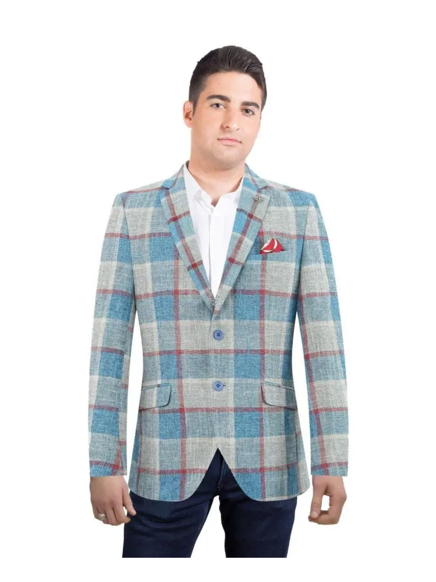 Мужской пиджак спортивный с крупной клеткой, Slim Fit Elie Balleh