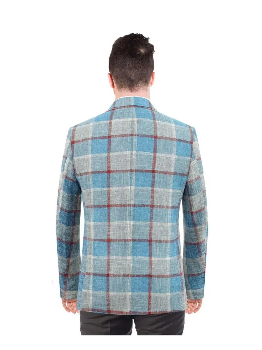 Мужской пиджак спортивный с крупной клеткой, Slim Fit Elie Balleh — изображение 3 из 5, синий