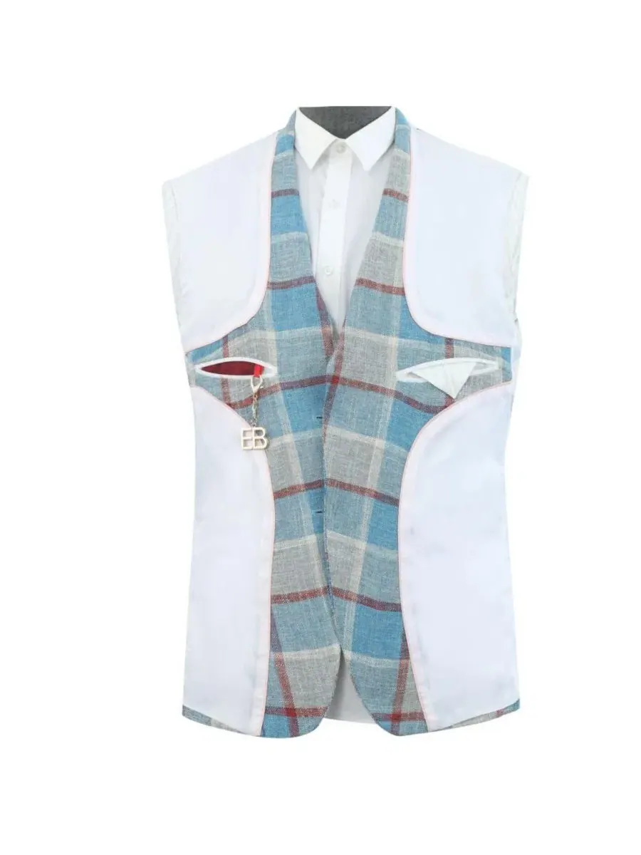 Мужской пиджак спортивный с крупной клеткой, Slim Fit Elie Balleh — изображение 4 из 5, синий