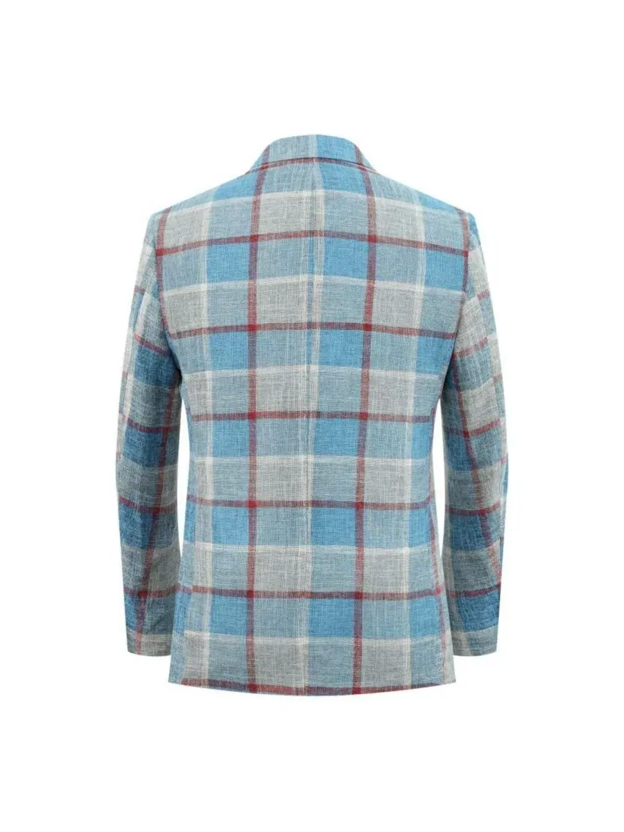 Мужской пиджак спортивный с крупной клеткой, Slim Fit Elie Balleh — изображение 5 из 5, синий