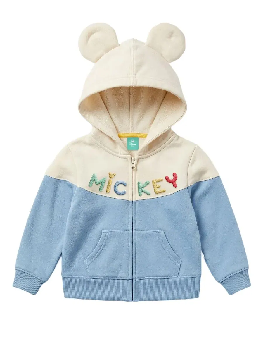 Комплект из 4 предметов Mickey Mouse: худи с капюшоном и ушками, 2 боди, штаны Disney — изображение 2 из 8, синий/белый/серый