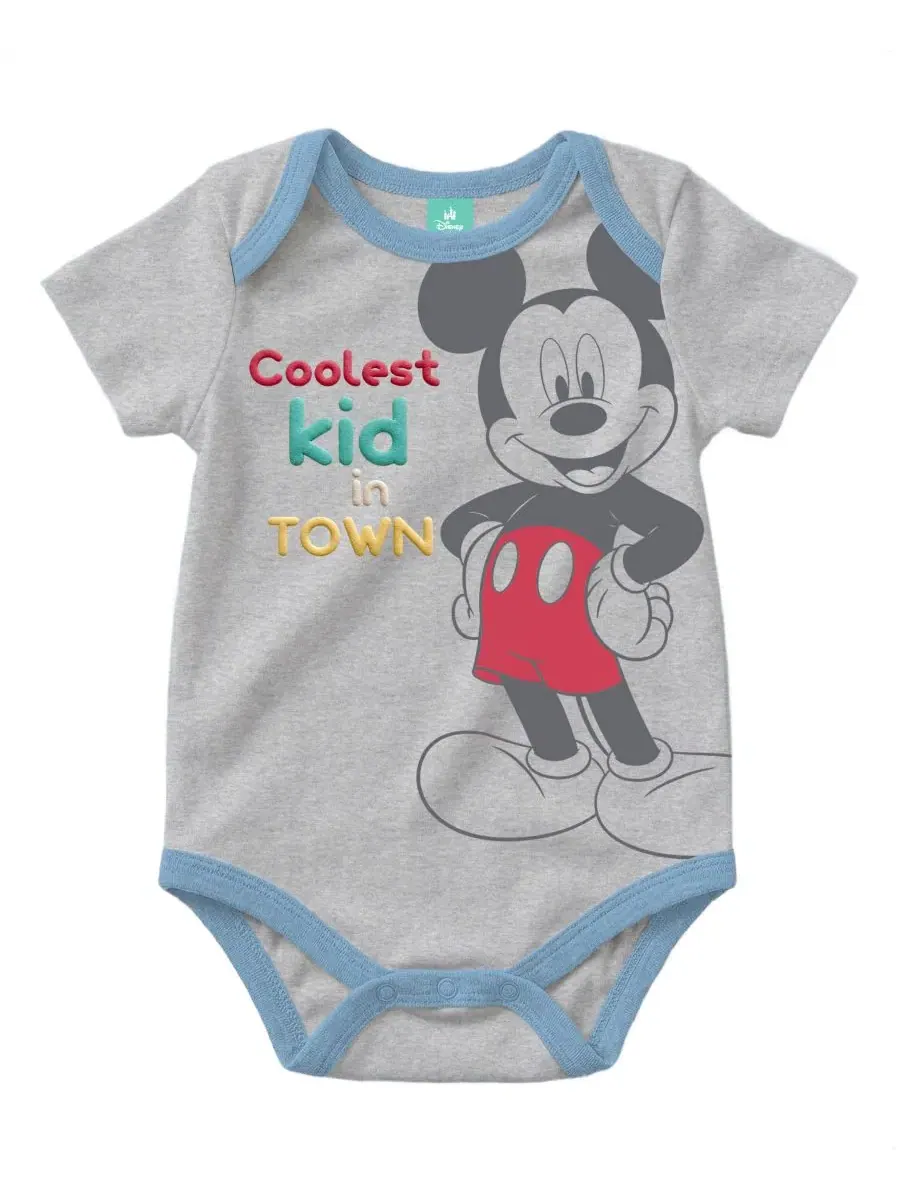 Комплект из 4 предметов Mickey Mouse: худи с капюшоном и ушками, 2 боди, штаны Disney — изображение 4 из 8, синий/белый/серый