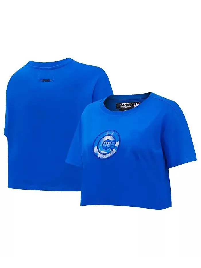 Женская укороченная футболка свободного кроя Royal Chicago Cubs Painted Sky Pro Standard — синий