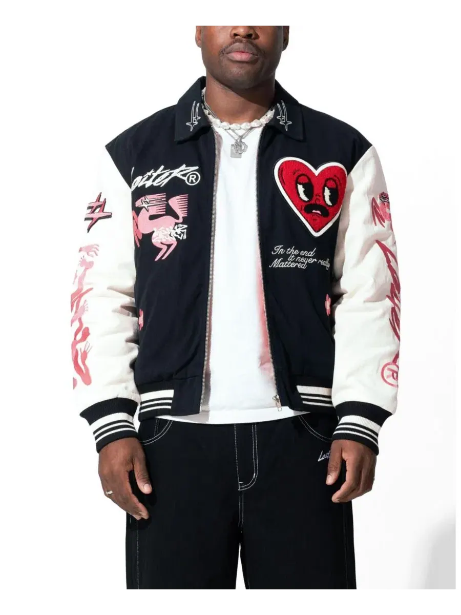 Куртка-бомбер с контрастными рукавами и вышивкой Oasis Varsity Jacket Loiter — мульти
