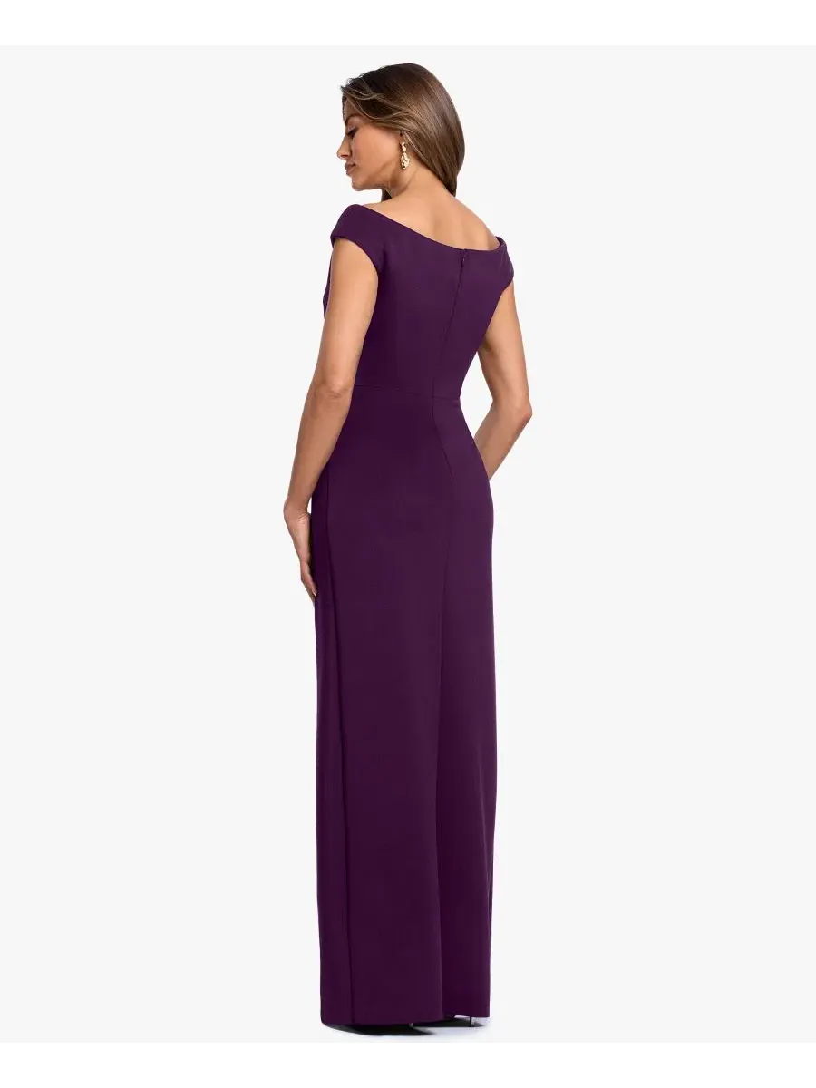 Платье-макси с открытыми плечами Petite Off-The-Shoulder Gown Dress Betsy & Adam — изображение 4 из 6, сливавый