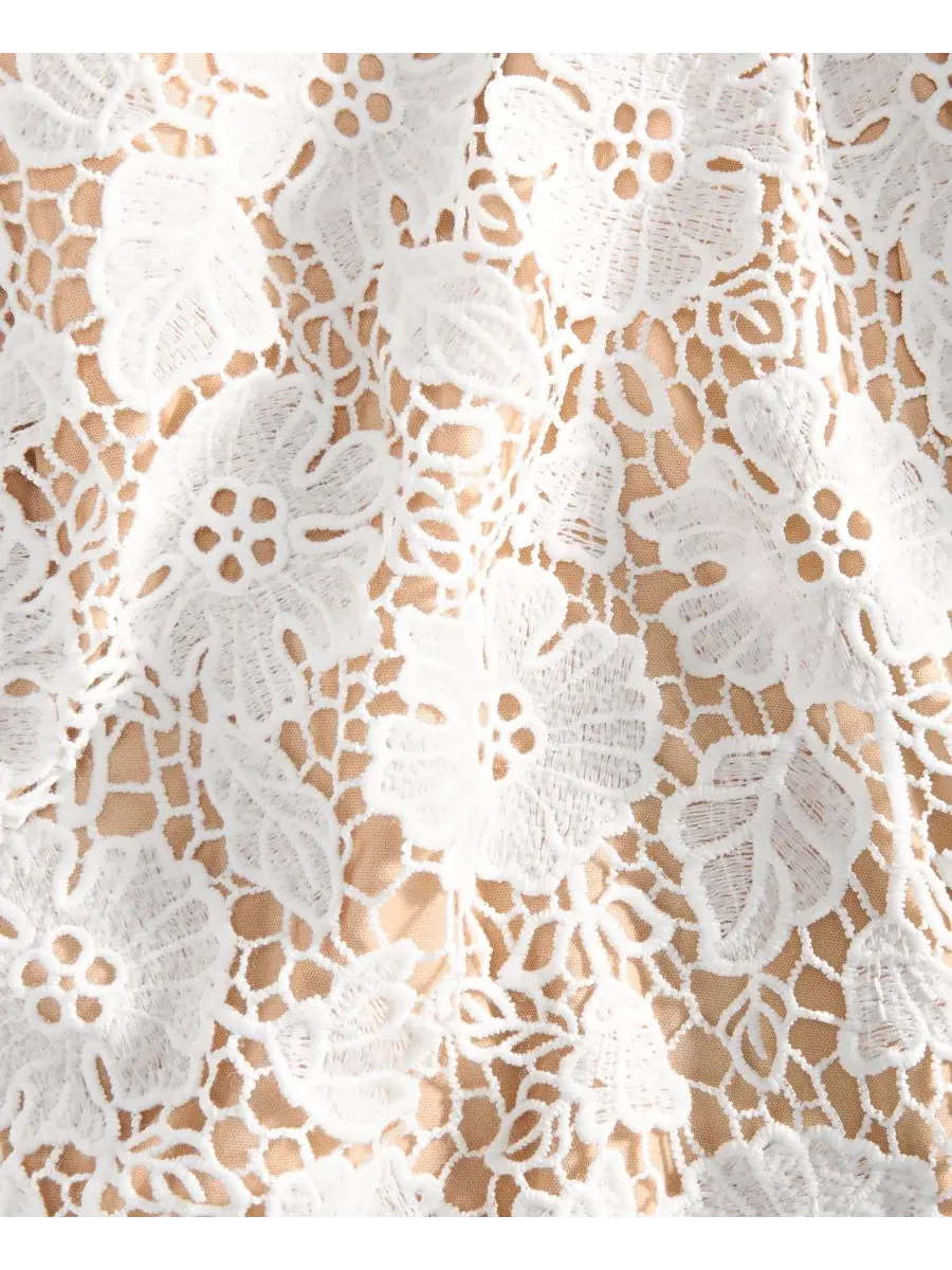 Платье-миди без рукавов с кружевом и шнуровкой на спине, модель Lace Sweetheart-Neck Lace-Up-Back — изображение 6 из 6, белый