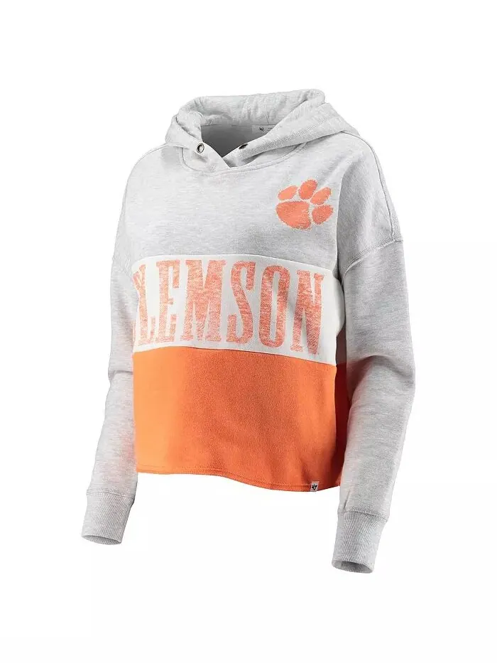 Женский укороченный свитшот с капюшоном Clemson Tigers Lizzy '47 — изображение 3 из 4, серый