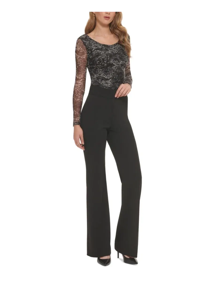 Женский комплект из свитшота с принтом и брюк палаццо, Drop Shoulder DKNY — изображение 2 из 4, черный